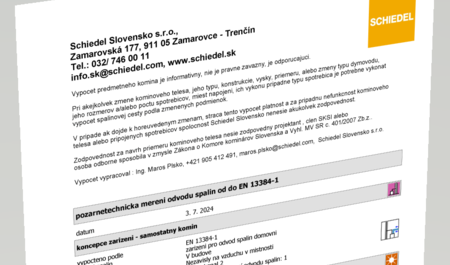 Výpočet spalinovej cesty - priemeru komína