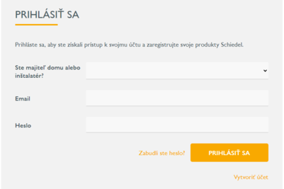 Záruka Schiedel formulár pre prihlásenie