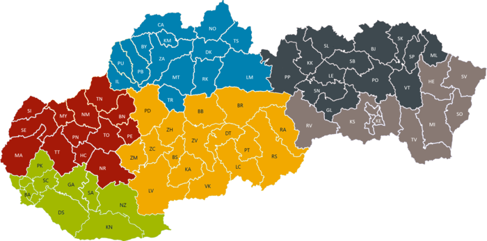 Mapa regiónov od 1.septembra 2025