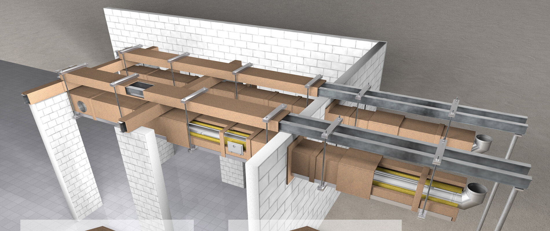 Schéma použití šachty LB90 v horizontálním provedení