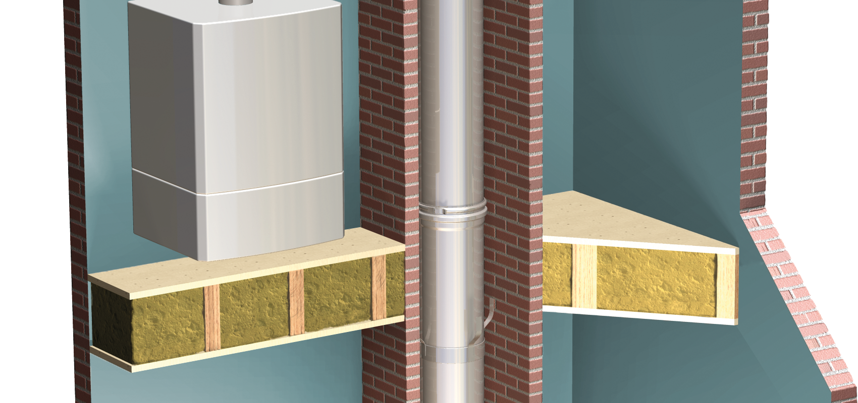 Falazott kéménybe szerelt Schiedel ME kéménykoncepció részlete