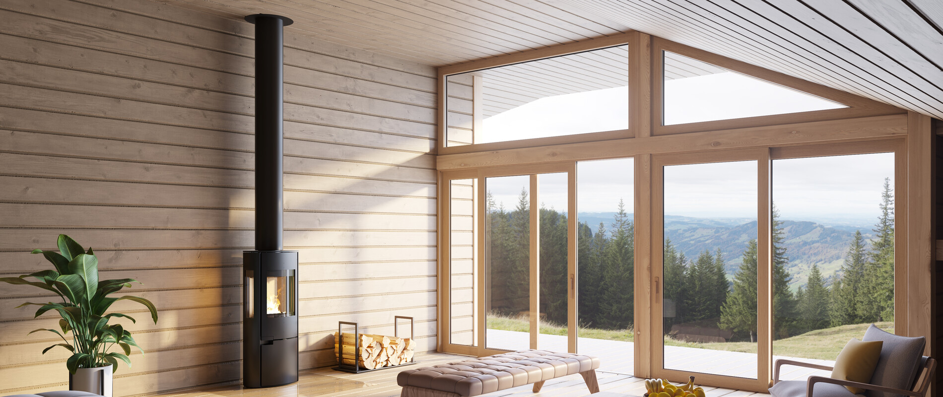 Skorsten av stål från vedeldad kamin