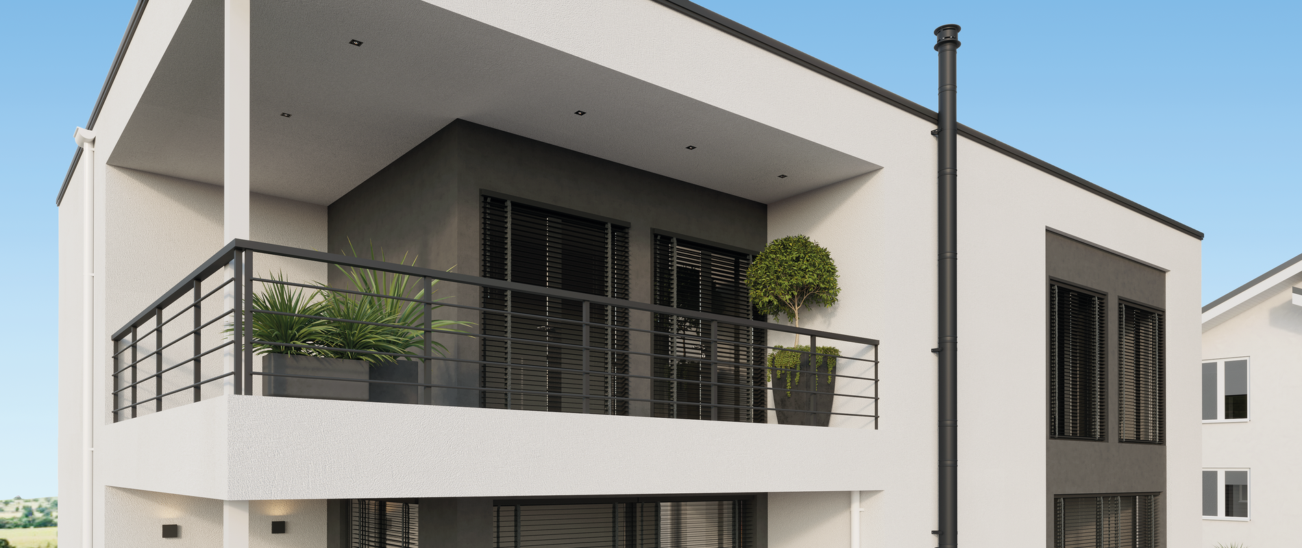 Fehér kandalló és fehér Permeter kémény