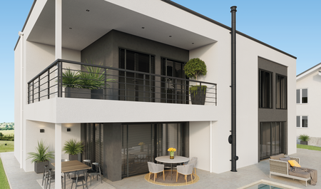 Moderný dom s komínom