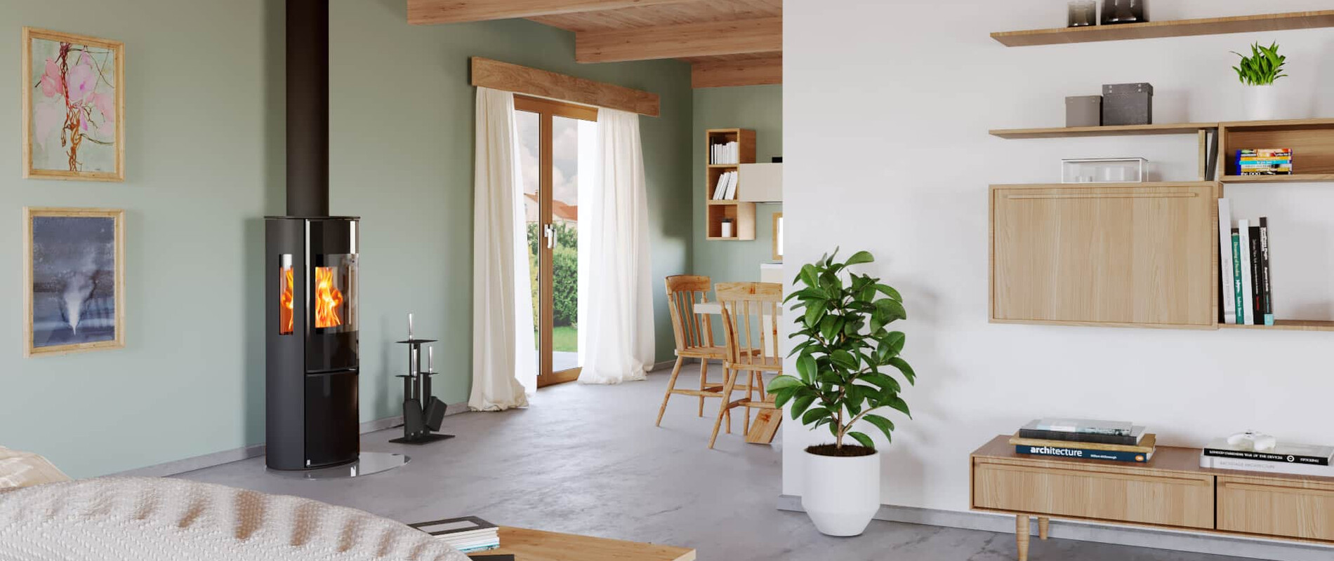 Stufa a legna dal design moderno