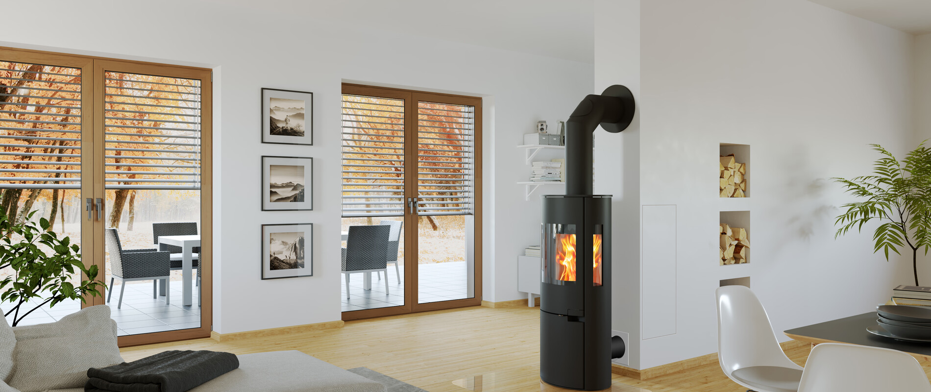 Vores SIRIUS-brændeovn i nyt hus