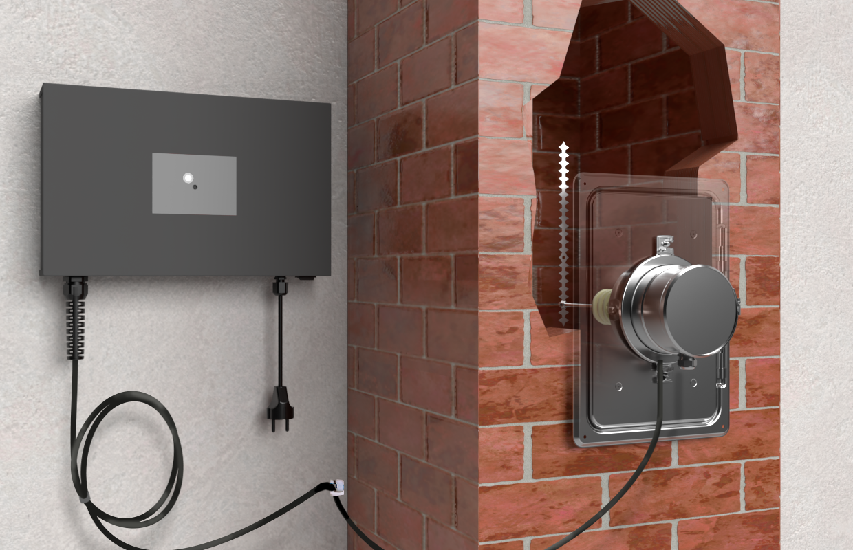 ePURO DOOR je odlučovač jemného prachu jako řešení pod střechou prostřednictvím čisticích dvířek.